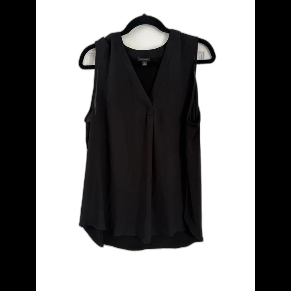 Ann Taylor Black V-Neck Sleeveless Shell Top Size XL